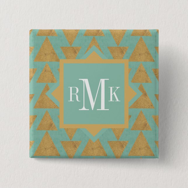 Geo Gold des Monogramm-| des Schritt-| im Freien Button (Vorderseite)