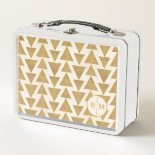 Geo Gold im Freien geometrisches Patte des Metall Lunch Box