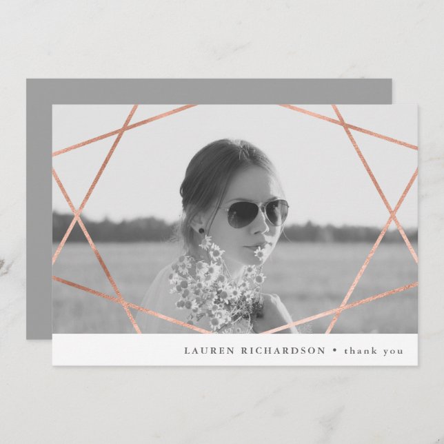 Geo Graduate | Imitate Kupfer mit Foto Danke Einladung (Vorne/Hinten)