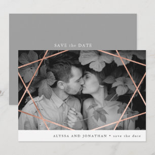 Geo Hochzeit   Faux Kupfer mit Foto Save the Date Einladung