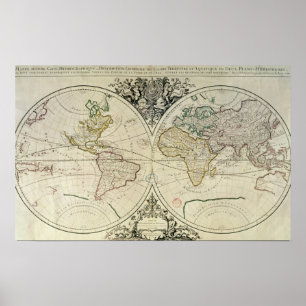 Geo-Hydrografisches Mappamonde Poster