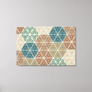 Geo im Freienxi   blaues u. grünes Stammes- Muste Leinwanddruck