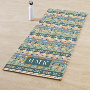 Geo indisches Muster des Monogramm- des Schritt- Yogamatte