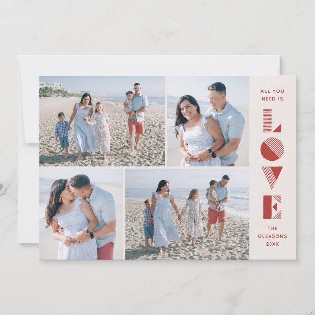 Geo Liebe 4-Foto Valentinstag Card - Kirsche Einladung (Vorderseite)