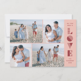 Geo Liebe 4-Foto Valentinstag Card - Pfirsich Einladung