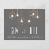 Geo Lights Gray Modern Geometric Save the Date