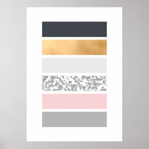 Geo-Linien - Schiefer-Goldmarmor und -ROSA Poster