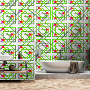 Geo Rainbow Floral White Tapete