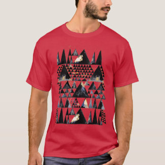Geo Scandi Schwarze Dreiecke Gold T-Shirt