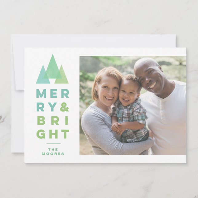 Geo Trees Modern Minimal Weihnachtskarte Feiertagskarte (Vorderseite)