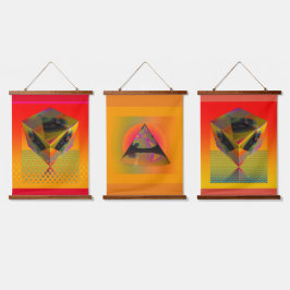 Geo Wood Topped Wall Tapestry Wandteppich Mit Holzrahmen