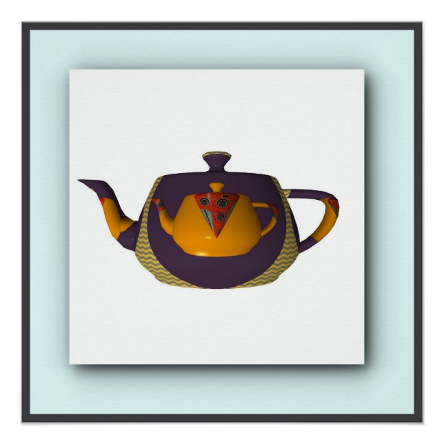 Geo Yellow Lila Double Teapot Poster (Vorderseite)