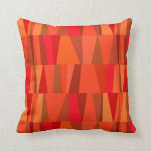 GeoAbstraktes Dreieck-Patchwork  Orangenrot Kissen
