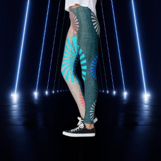 GeoBlend Striped Leggings, Earth & Sky Hues Leggings
