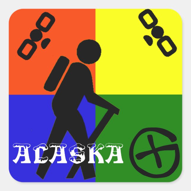 Geocache Alaska Quadratischer Aufkleber (Vorderseite)