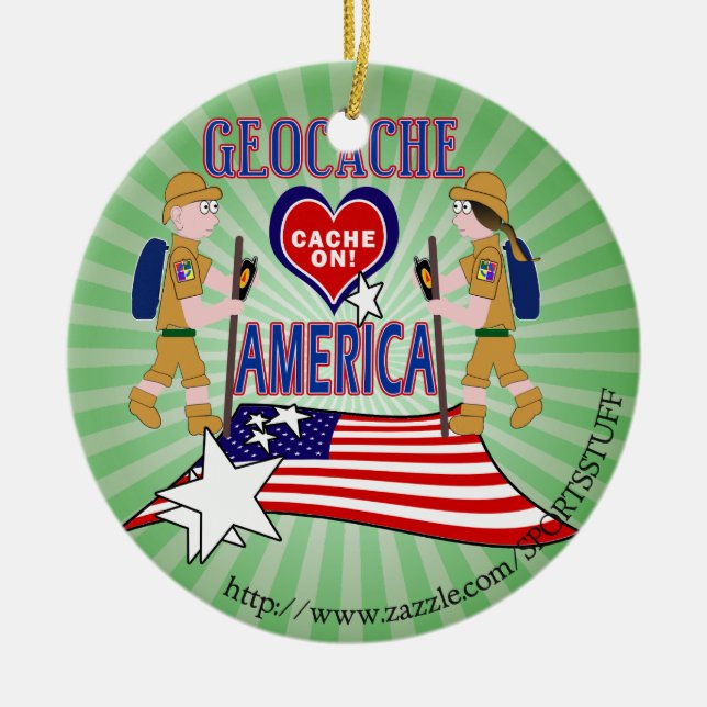 GEOCACHE AMERIKA GEOCACHING KERAMIKORNAMENT (Vorne)