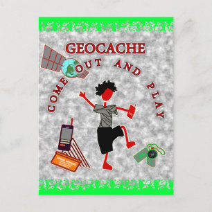 Geocache kommt raus und spielt postkarte