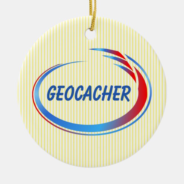 Geocacher Blue und Red Splash Keramik Ornament (Vorne)