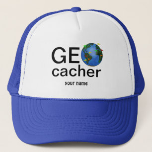 Geocacher Erde mit Flaggen Geocaching Gewohnheit Truckerkappe