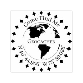 Geocacher-Signatur und GPS-Koordinaten Diamanten Permastempel