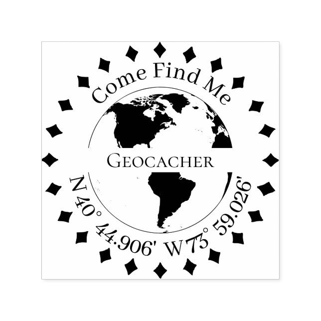 Geocacher-Signatur und GPS-Koordinaten Diamanten Permastempel (Design)