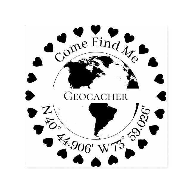 Geocacher Signature and GPS koordiniert Herz Permastempel (Design)
