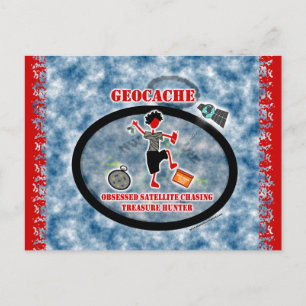 Geocaching besessener Satellit Postkarte