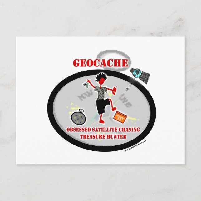 Geocaching besessener Satellit Postkarte (Vorderseite)