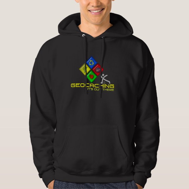 Geocaching Stickman Geocacher Hoodie-Männer Hoodie (Vorderseite)