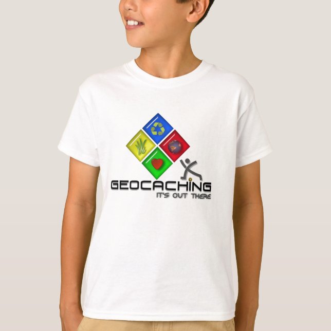 Geocaching Stickman Geocacher T-Shirt für Kinder (Vorderseite)