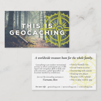 Geocaching Trail Card mit Infos für Muggles Visitenkarte