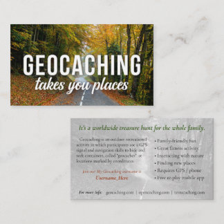 Geocaching Trail Card mit Infos für Muggles Visitenkarte
