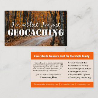 Geocaching Trail Card mit Infos für Muggles Visitenkarte