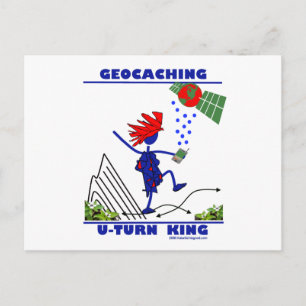 Geocaching U Turn King Postkarte