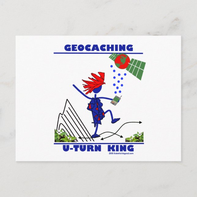 Geocaching U Turn King Postkarte (Vorderseite)