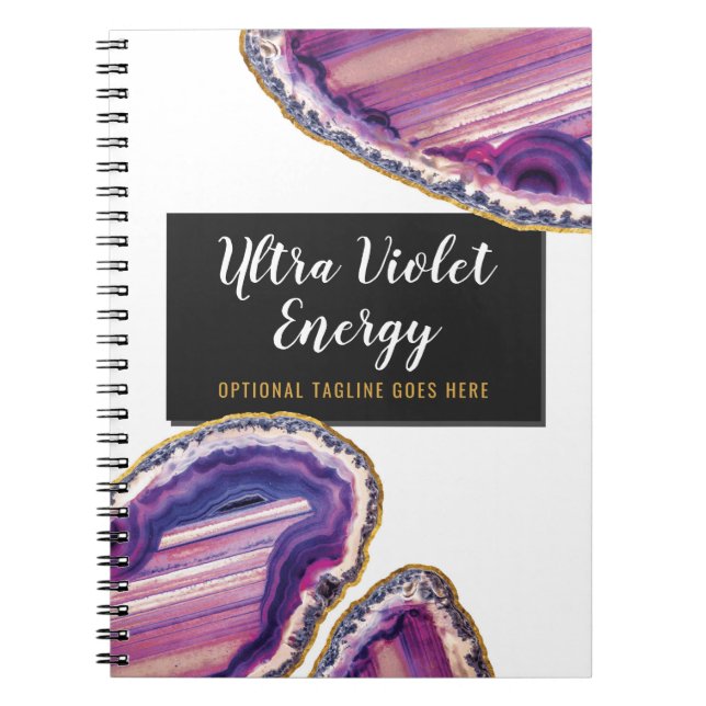 Geode Achat-Scheibe-Edelstein-ultraviolettes Lila Notizblock (Vorderseite)