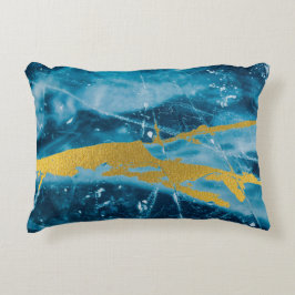 Geode Agate Gemstone Blue und Gold Dekokissen