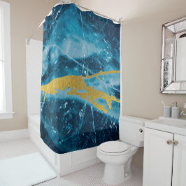 Geode Agate Gemstone Blue und Gold Duschvorhang