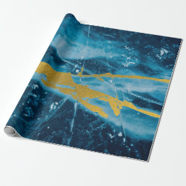 Geode Agate Gemstone Blue und Gold Geschenkpapier