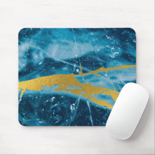 Geode Agate Gemstone Blue und Gold Mousepad
