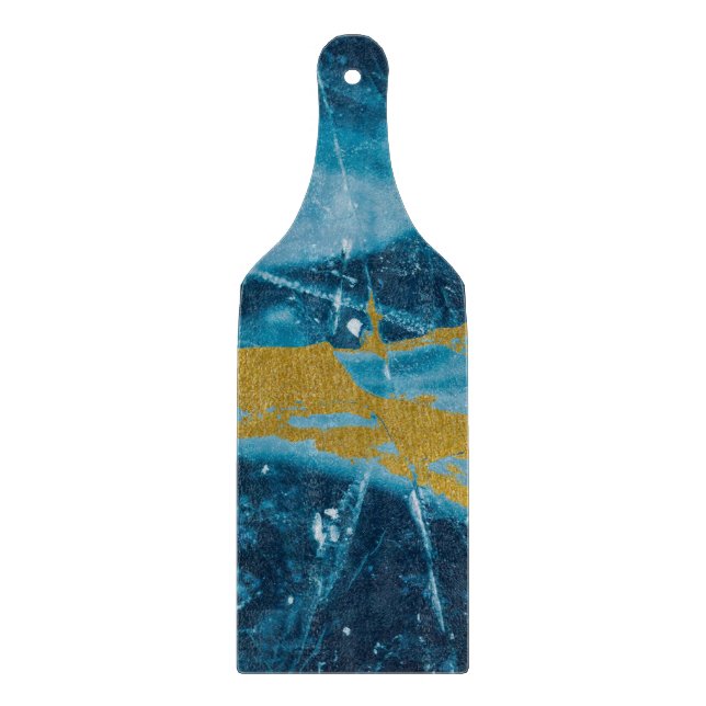 Geode Agate Gemstone Blue und Gold Schneidebrett (Vorderseite)