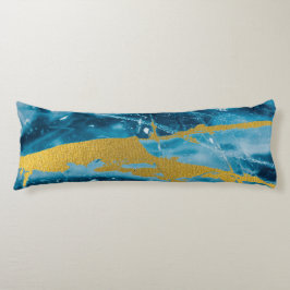 Geode Agate Gemstone Blue und Gold Seitenschläferkissen