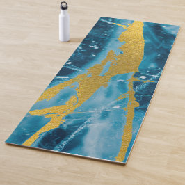 Geode Agate Gemstone Blue und Gold Yogamatte