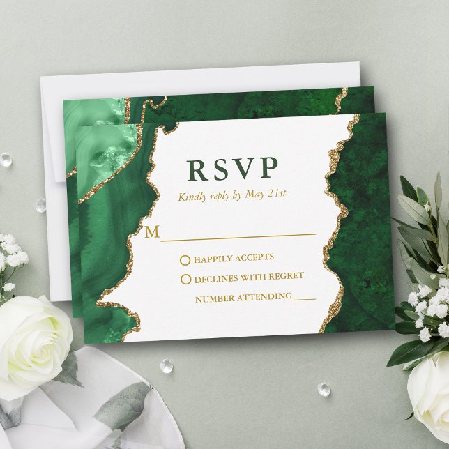 Geode Agate Wedding RSVP Karte (Customize to change text color, size or text style.)