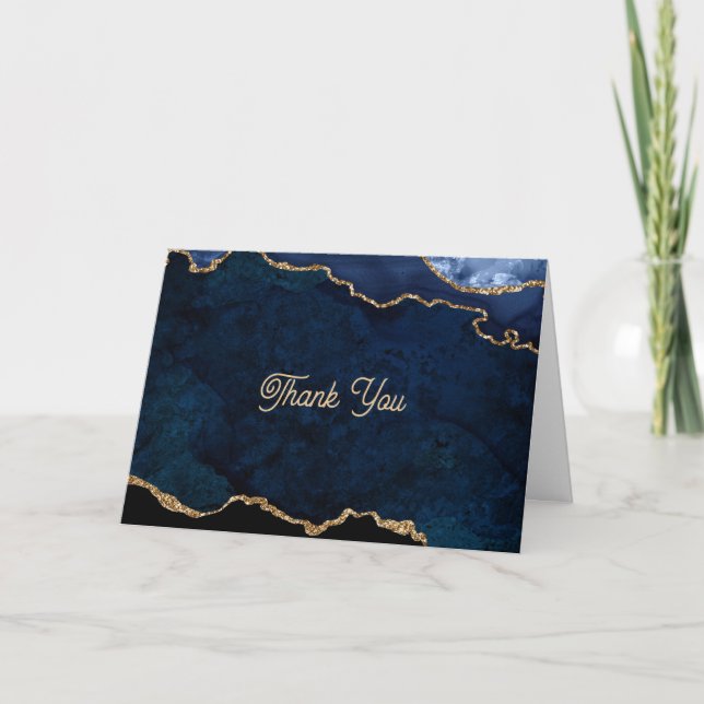 Geode Blau Vergoldet  Dankeskarte (Vorderseite)