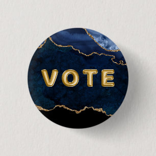 Geode Blau Vergoldete Abstimmung Button