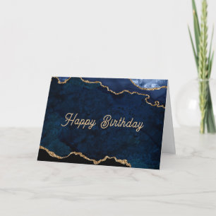 Geode Blau Vergoldeter Geburtstag Karte