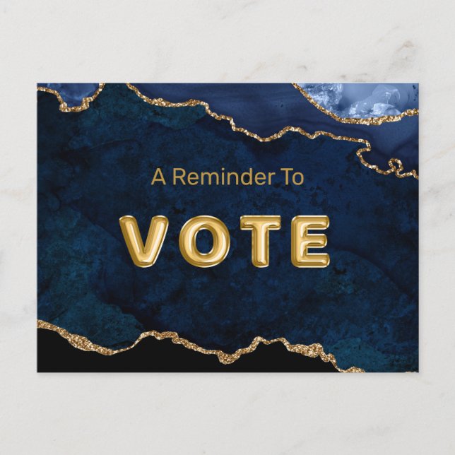 Geode Blue Gilded Vote Postkarte (Vorderseite)