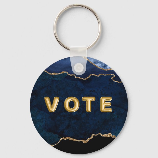 Geode Blue Gilded Vote Schlüsselanhänger (Vorderseite)