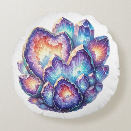 Geode Crystal Cluster Rundes Kissen